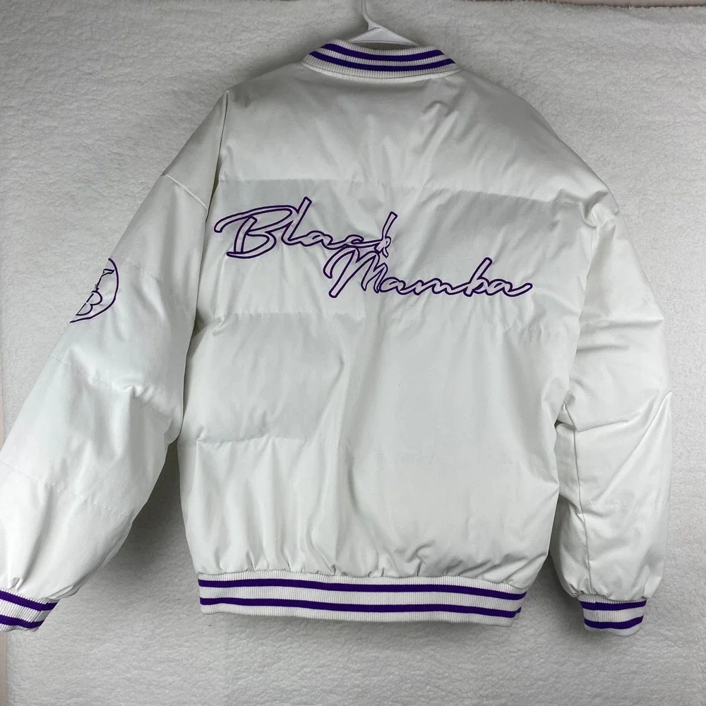 Skate Park Los Angeles Black Mamba Puffer Varsity Jacket White Purple Mens Large
